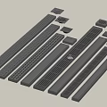 Black Vent Grilles With Various Sizes And Grid Design For Home Use 3d model