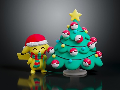 Modern game character cartoon character Pikachu Christmas tree model