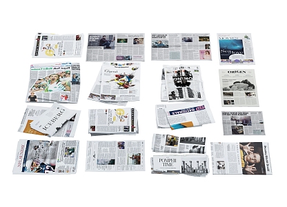 Newspapers, Magazines, Newspapers, Books 3d model