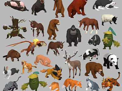 Colorful Reptile Characters With Lizards Snakes Turtles And Cartoon Design Elements 3d model