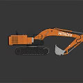 Hitachi Orange Excavator With Heavy Duty Tracks And Front Bucket