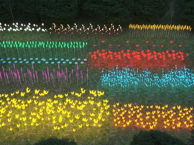 Colorful Outdoor Lights With Various Colors Arranged For Garden Landscape Decoration 3d model
