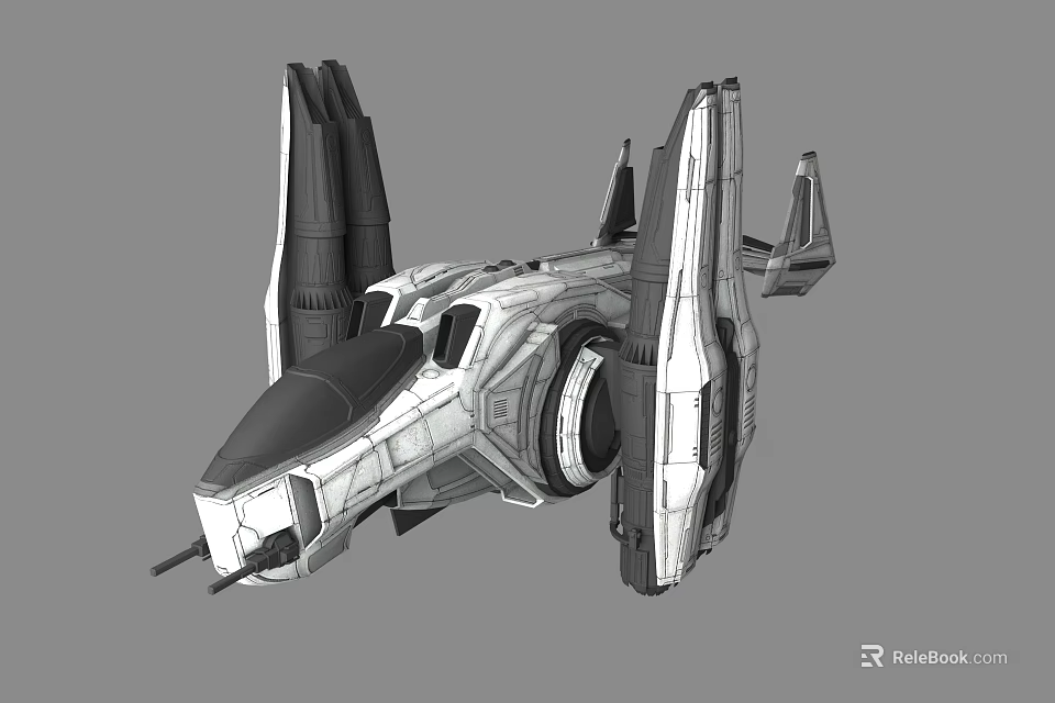 Futuristic Sci Fi Spaceship 3D Model With Sleek Exterior And Detailed Engines 3d model 