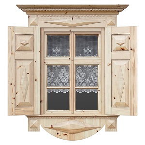 European classical solid wood windows 3d model