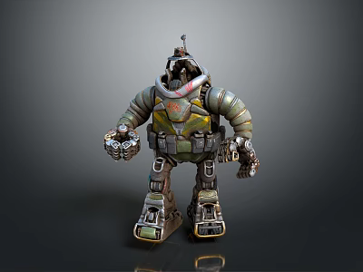 Mechanical Robot Character Design With Armored Metal Plates Joints And Cybernetic Details 3d model