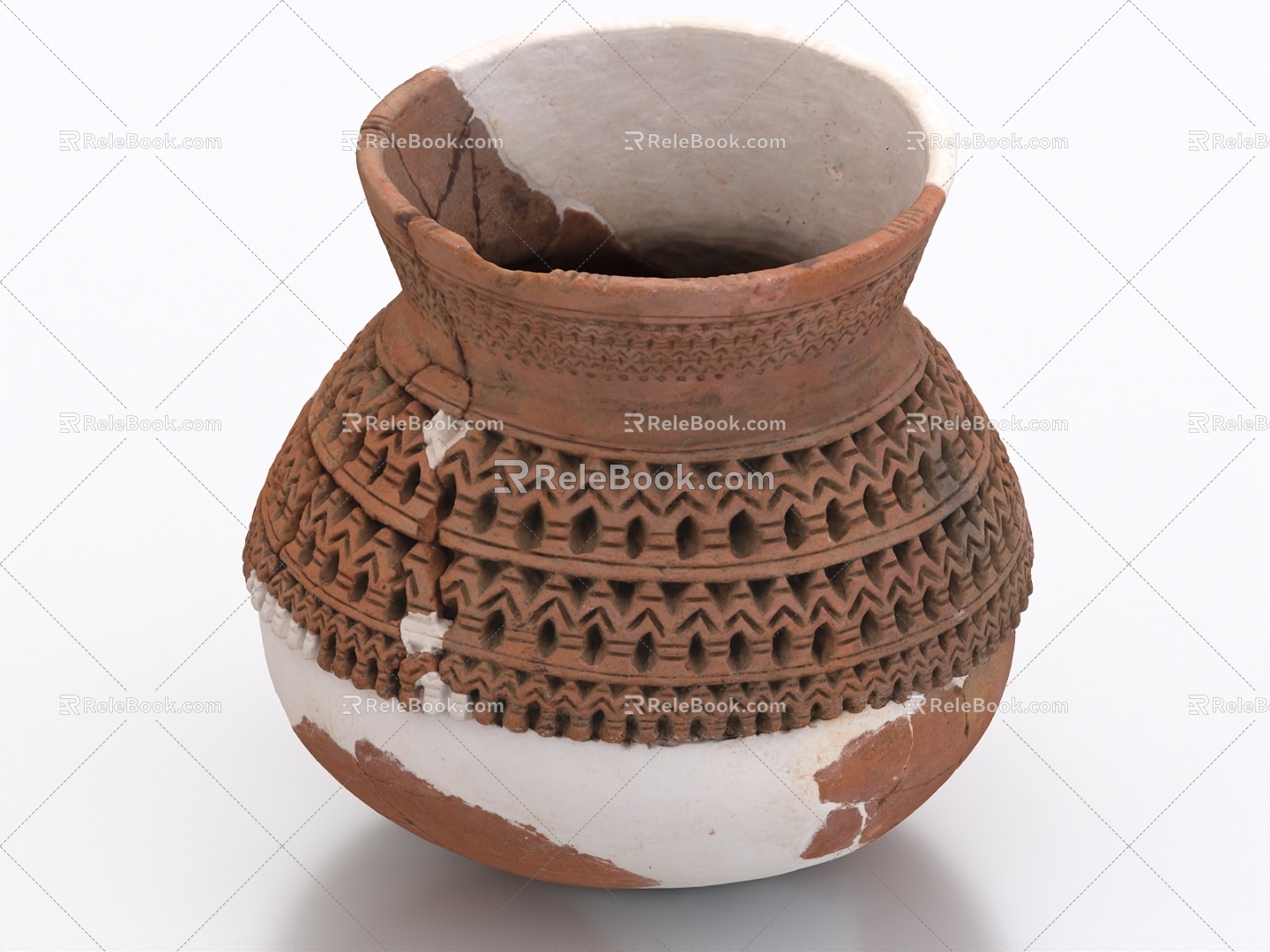 Pottery Pot Tile Antique Cultural Relics Flower Pot Vase Pottery Porcelain 3d model