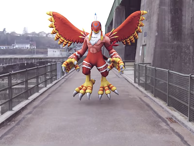 Digimon Garudamon Mythical Bird Character On Bridge 3d model