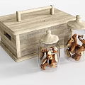 Wooden Storage Box With Handle And Glass Jars Storing Homemade Cookies