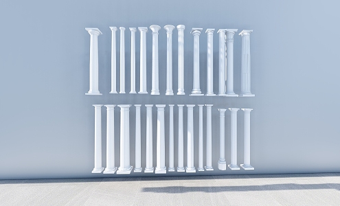 Jane European Roman Column Round Roman Gypsum Column Decorative Column Square Column Head Column Foundation 3d model