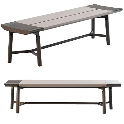 Modern Wooden Frame Bench With Upholstered Seat For Contemporary Home Decor 3d model