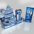 Harbin Beer Promotional Display With Stacked Cans And Advertising Stand