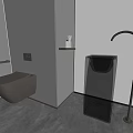 Modern Public Toilet Interior With Mirrors Blue Lighting Urinals And Washbasins
