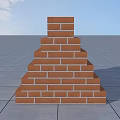 Red Brick Pyramid Structure Standing On Gray Tiled Floor Surface 3d model