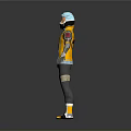 3D Character With Teal Hair Goggles Yellow Jacket And Reflective Shoes
