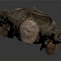 Post Apocalyptic Character Outfit With Hooded Brown Coat Mask Patched Pants And Brown Boots