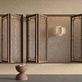 Elegant Carved Lattice Windows Interior Design With Wooden Frame And Hanging Lantern