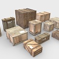 Modern Wooden Case Transportation Wooden Case Box Combination 3d model