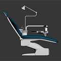 Modern Blue Dental Chair With White Base Adjustable Lamp And Control Panel
