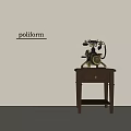 Classic Wooden Side Table With Vintage Telephone In Poliform Decor Room