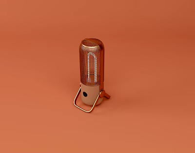 Copper Colored Microphone With Mesh Top On Orange Background And Stand 3d model