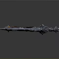 Ornate Scythe Weapon With Metal Blade Blue Accents And Wooden Handle
