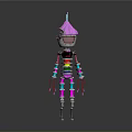 Vibrant Biomechanical Character With Purple Head And Colorful Segmented Body Design