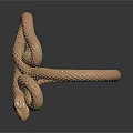 Copper Colored Snake Coiled In Intricate Pattern On Dark Background With Reflection