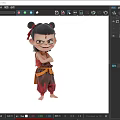 Animated Game Movie Character With Double Bun Red Top Brown Pants Yellow Belt Arms Crossed
