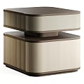 Modern Wooden Bedside Table With Stacked Design Vertical Slatted Panels And Color Contrast