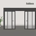 Poliform Modern Glass Double Doors With Metal Frame And Indoor Plant