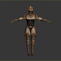 Game and Movie Character Wearing Golden Armor With Helmet and Ornate Details