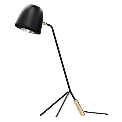 Black Floor Lamp With Modern Design Slim Pole And Gold Accents Metal Base 3d model