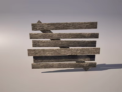 Simple Rustic Wood Decorative Structure With Interlaced Horizontal Planks And Natural Texture 3d model