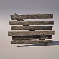 Simple Rustic Wood Decorative Structure With Interlaced Horizontal Planks And Natural Texture 3d model