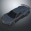 Gray Sleek Sports Car With Streamlined Design Rear Spoiler And Yellow Wheels