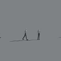 Multiple White Human Silhouettes Walking on Gray Background Some Alone Some in Pairs 3d model