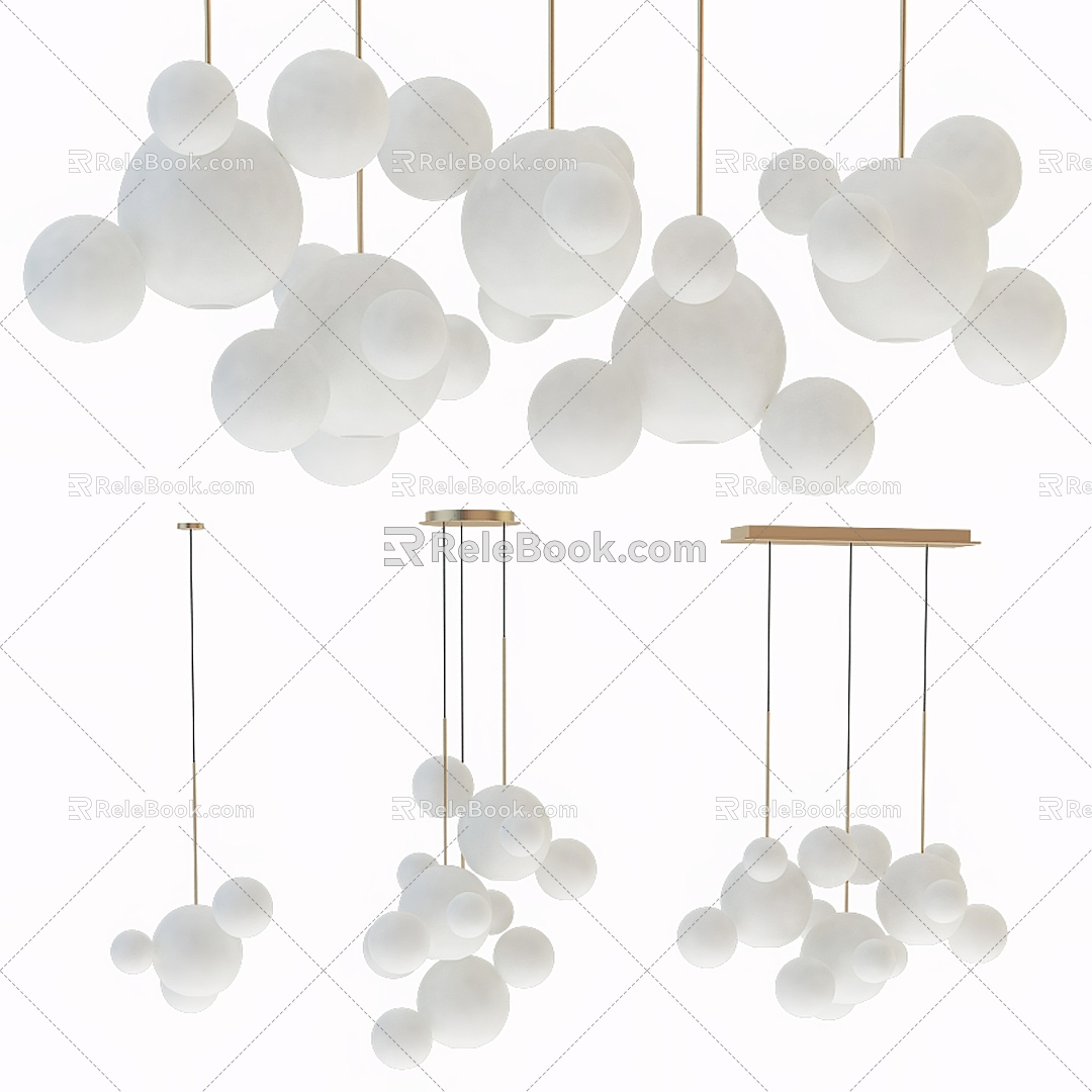 Metal multi-head chandelier 3d model