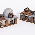 Traditional Kitchen Cabinets With Dome Roof Brick Details And Bread Bowls