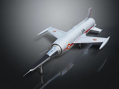 Detailed Modern Fighter Jet With Silver Body Red Markings Sleek Design And Aerodynamic Structure 3d model
