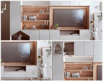 Modern TV Background Cabinet Simple Cat House TV Cabinet 3d model