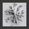 Snowy Mountain Landscape Model on White Square Surface with Peaks and Rock Textures