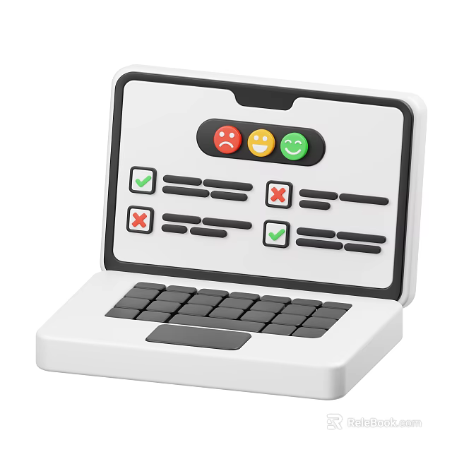 Smart Machine With Screen Displaying Emoji Buttons And Check Cross Mark Options Built In Keyboard 3d model 