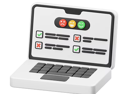 Smart Machine With Screen Displaying Emoji Buttons And Check Cross Mark Options Built In Keyboard 3d model