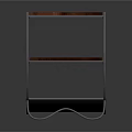 Modern Wooden Shelving Unit With Curved Metal Frame And Two Tier Design