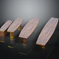 Modern Wooden Tables With Golden Metal Legs Various Lengths And Sleek Design