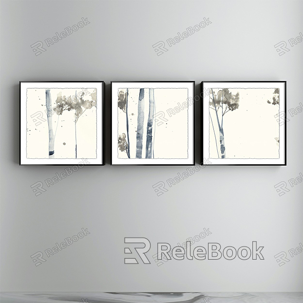 Modern Abstract Painting Grey Restaurant Plant Flower Tree Decorative Painting model