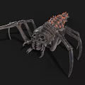 Sci Fi Spider Like Creature With Orange Spikes And Multiple Gray Legs 3d model