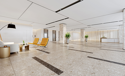 Modern Hall Office Lobby 3d model