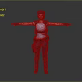 3D Female Character Model In Blue Uniform With Cap And Tactical Gear