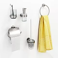 Bathroom Accessories With Toothbrush Holder Soap Dispenser Towel Ring Toilet Paper Holder And Yellow Towel